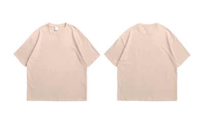Oversize peach t-shirt front and back isolated background