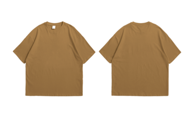 Oversize pebble brown t-shirt front and back isolated background