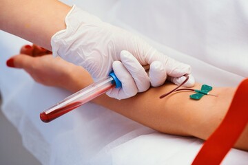 Taking a blood test.
