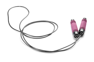 Stylish jumping rope on white background