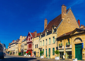 Fototapeta premium Old typical medieval streets, city of Dijon, department of Cote d'Or, France
