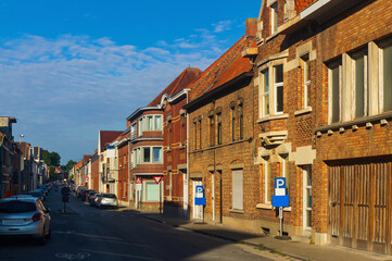 Fototapeta na wymiar Streets of Roeselare, Belgian city in Flemish province of West Flanders.