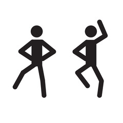 
stick man, man engaged in dancing, pictogram of a human figure in different poses, flat design style, silhouettes on white