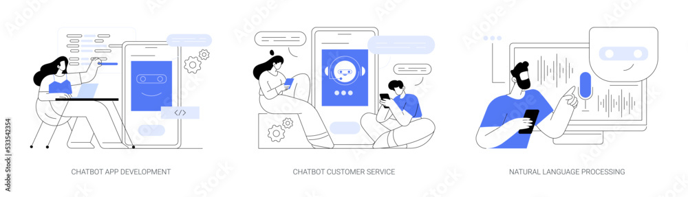Poster ai programming abstract concept vector illustrations.