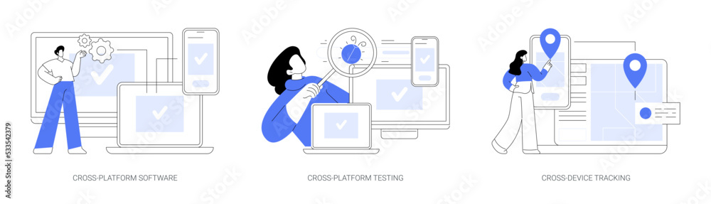 Poster multi platform framework abstract concept vector illustrations.