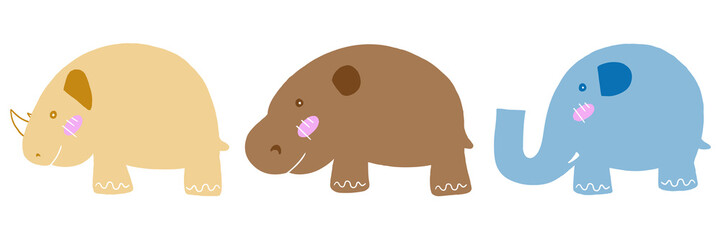 The cute animals. there are rhinos, elephants, and hippos