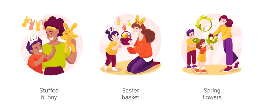 Easter presents isolated cartoon vector illustration set
