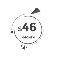 46 dollar price tag. 46$ dollar USD price symbol. price 46 Dollar sale banner in USD. Business or shopping promotion marketing concept
