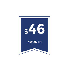 46 dollar price tag. 46$ dollar USD price symbol. price 46 Dollar sale banner in USD. Business or shopping promotion marketing concept
