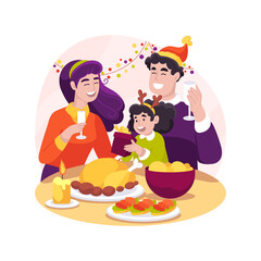 Festive dinner isolated cartoon vector illustration.