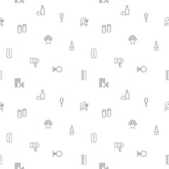 Seamless pattern with hair and beauty icon on white background. Included the icons as hairstyle, brush, comb, foam, hair dryer And Other Elements.