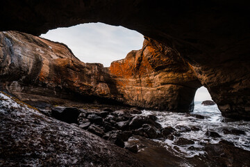 Oregon coast beach cave.