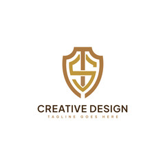 Creative Letter M S Shield Logo Vector