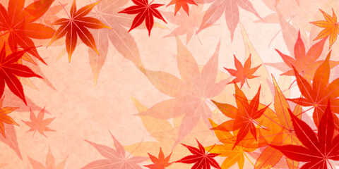 Fototapeta premium 紅葉 秋 和柄 背景 