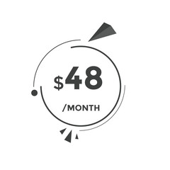 48 dollar price tag. 48$ dollar USD price symbol. price 48 Dollar sale banner in USD. Business or shopping promotion marketing concept
