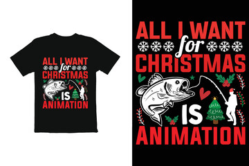 Christmas t shirt design. Christmas day plan animation t shirt graphic