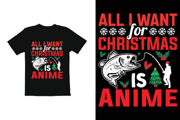 Obraz premium Christmas t shirt design. Christmas day plan anime t shirt graphic