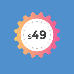 Monthly 49 Dollar price tag or sticker. forty nine dollars sales tag. shopping promotion marketing concept. sale promotion Price Sticker Design
