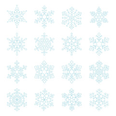 美しい雪の結晶のイラストセット