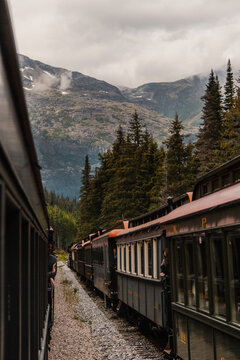 Paysage de Skagway &agrave; bord d'un train vieux de 100 ans
