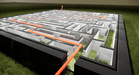 Mzae, success bar, graph of success, Find the Solution 3d maze,Arrow in maze success