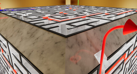 Mzae, success bar, graph of success, Find the Solution 3d maze,Arrow in maze success