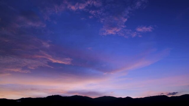 Twilight and dawn sky with cumulus cloud time lapse in an evening 4k footage.	
