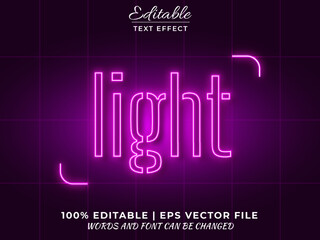 Realistic Pink neon glow mock up 3d editable text effect based vector