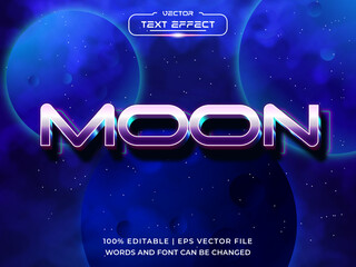 Moon 3D editbale Text effect with galaxy background