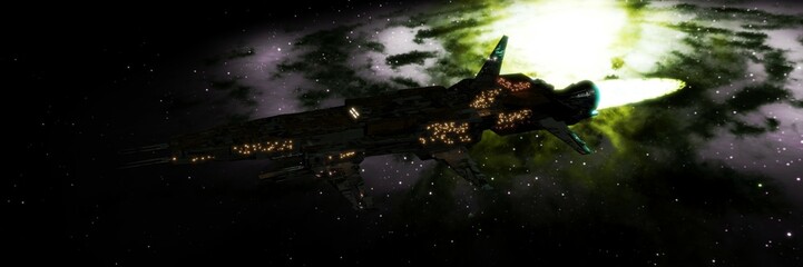 3D illustration, of an extraterrestrial spacecraft. © Adis