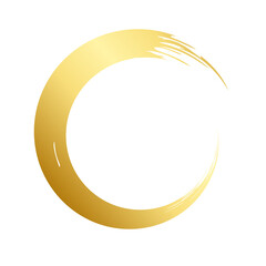 Brush stroke and gold circle element