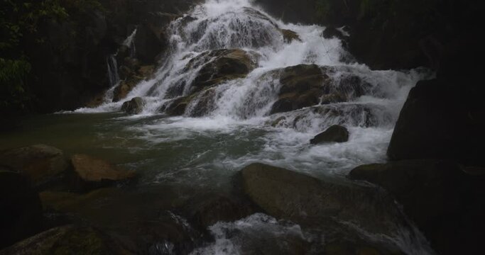 Krating waterfall floor8 on the mountain in the rainy season at chanthaburi province  Thailand 4k video slow motion