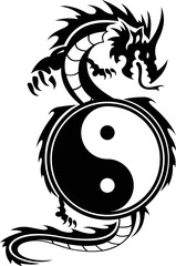 Yin Yang Dragon Silhouette Vector