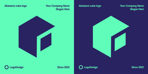 Fototapeta premium Creative cube logo with negative space vector for your business