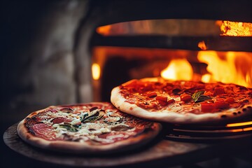 Delicious wood-fired pizza. Computer-generated 3D image made to look like photography - obrazy, fototapety, plakaty
