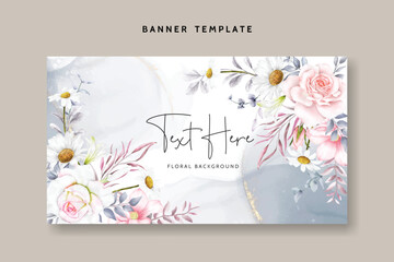 elegant floral background with beautiful flower and leaves watercolor