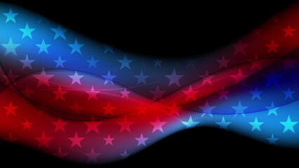USA flag colors and stars abstract wavy american background