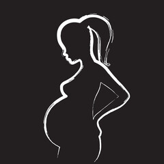 Pregnant woman line icon vector. Women Pregnancy symbol. 