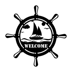 Boat Steering Wheel Silhoette Vector