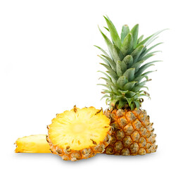 Pineapple slice isolated. Pineapple on white With clipping path