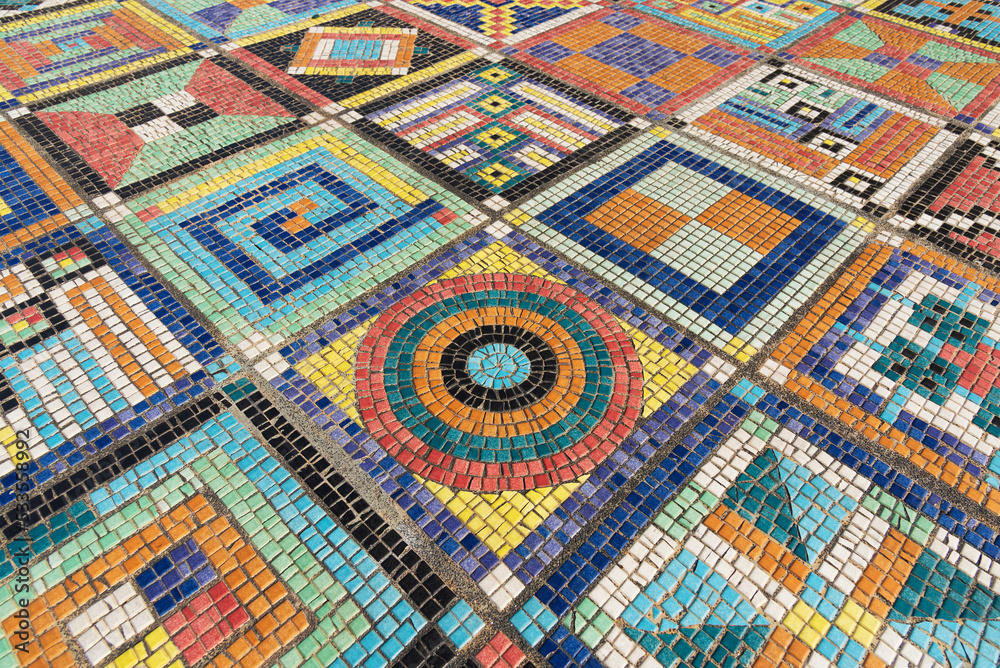 Poster The colorful mosaic pattern on wall surface. Art abstract background