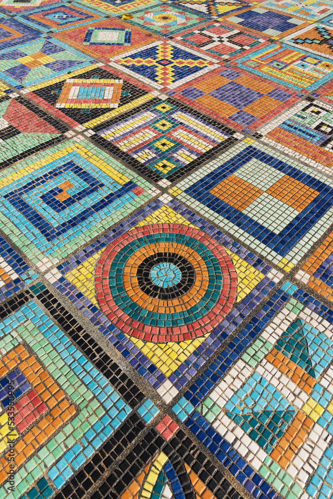 Poster The colorful mosaic pattern on wall surface. Art abstract background