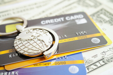 Credit card for online shopping, security finance business concept.
