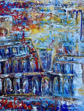 Abstract background Coliseum painting Rome © Виктория Баландина