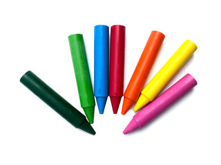 Fototapeta premium wax crayons isolated white background