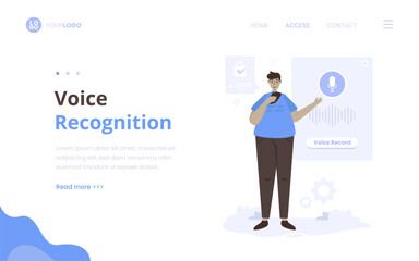 Voice recognition for login access permission illustration landing page
