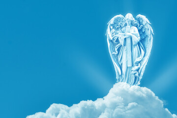 Beautiful angel standing on a cloud