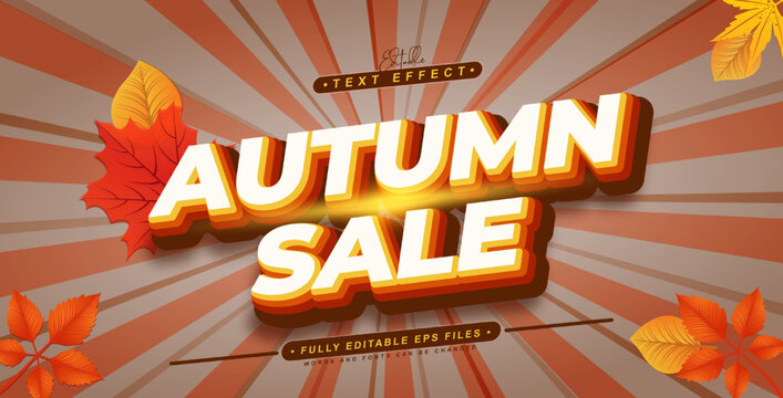 editable 3d autumn sale text effect for upcoming event.typhography logo