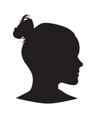 Woman head silhouette vector isolated. Girl side view of face.