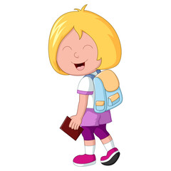 Cute little school girl cartoon